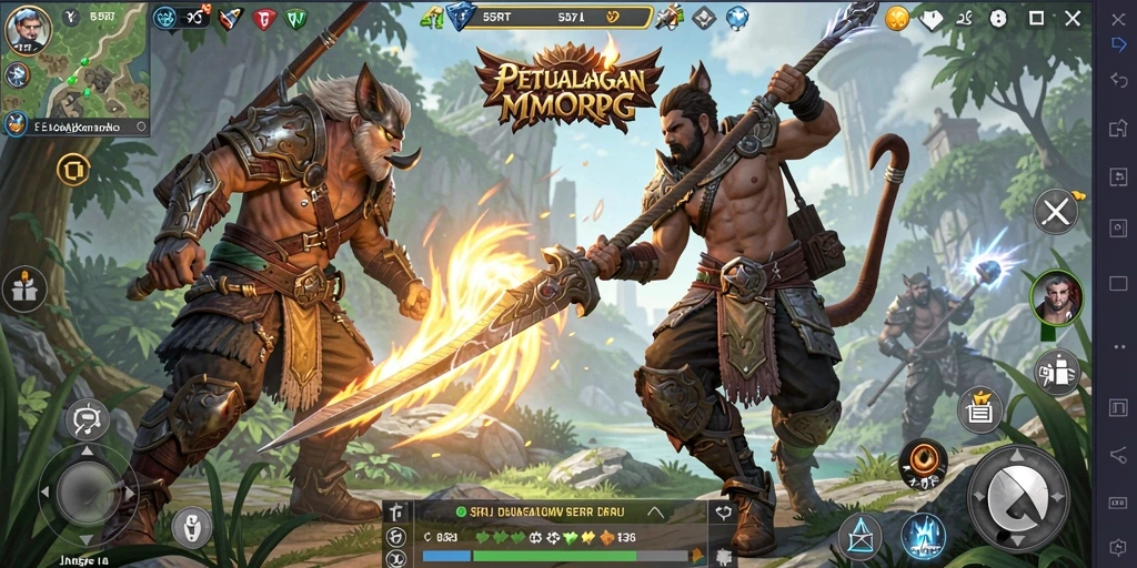 Screenshot 55RT menampilkan aksi mendebarkan dalam gameplay MMORPG.