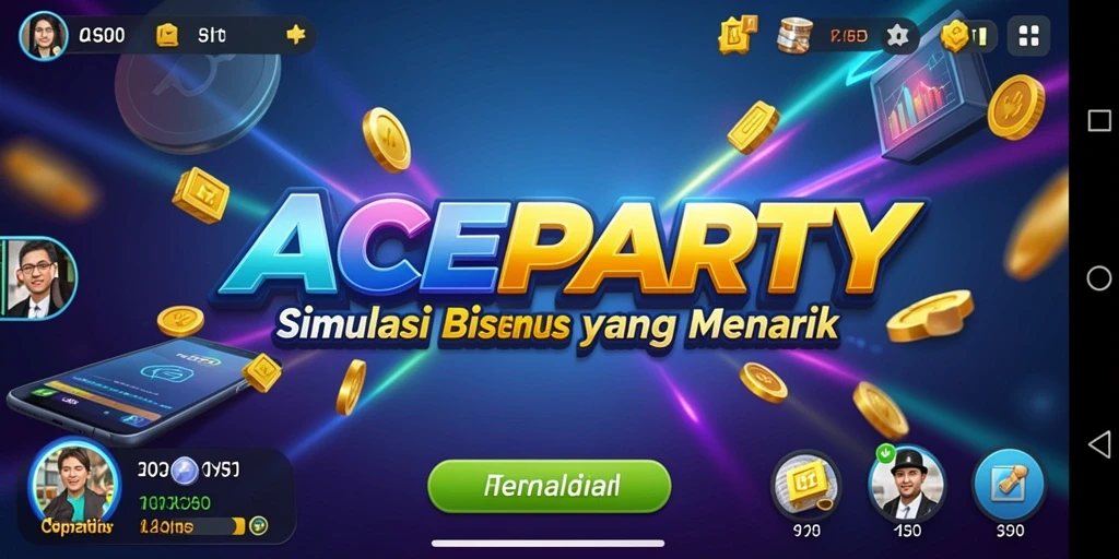 Gameplay menarik di ACEPARTY yang menunjukkan pengelolaan bisnis.
