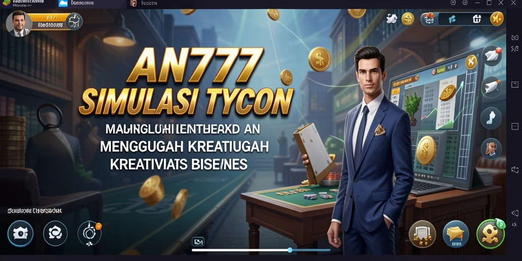 Screenshot gameplay AN777 menunjukkan simulasi bisnis yang menantang.