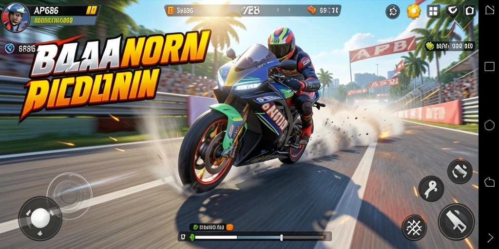 Tampilan gameplay AP686 yang seru dan mendebarkan di trek balapan.