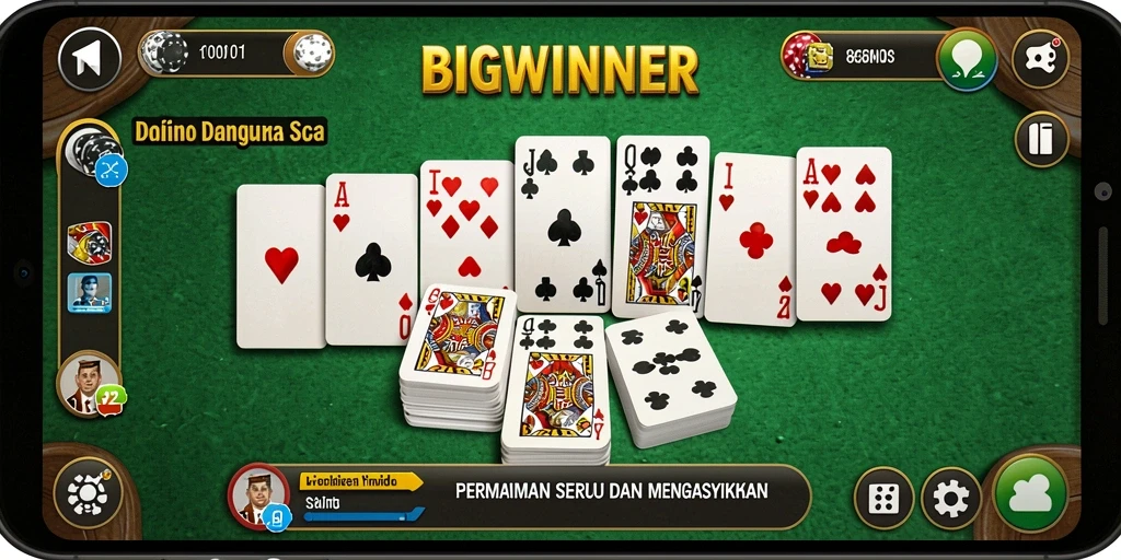 Tampilan gameplay BIGWINNER yang menarik saat bermain domino.