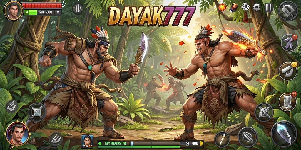 Tampilan gameplay <strong>DAYAK777</strong> yang intens dan mendebarkan saat pertarungan.
