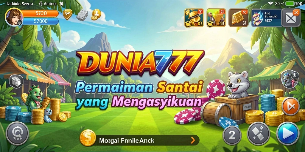 Tampilan gameplay DUNIA777 yang menyenangkan dan penuh warna.
