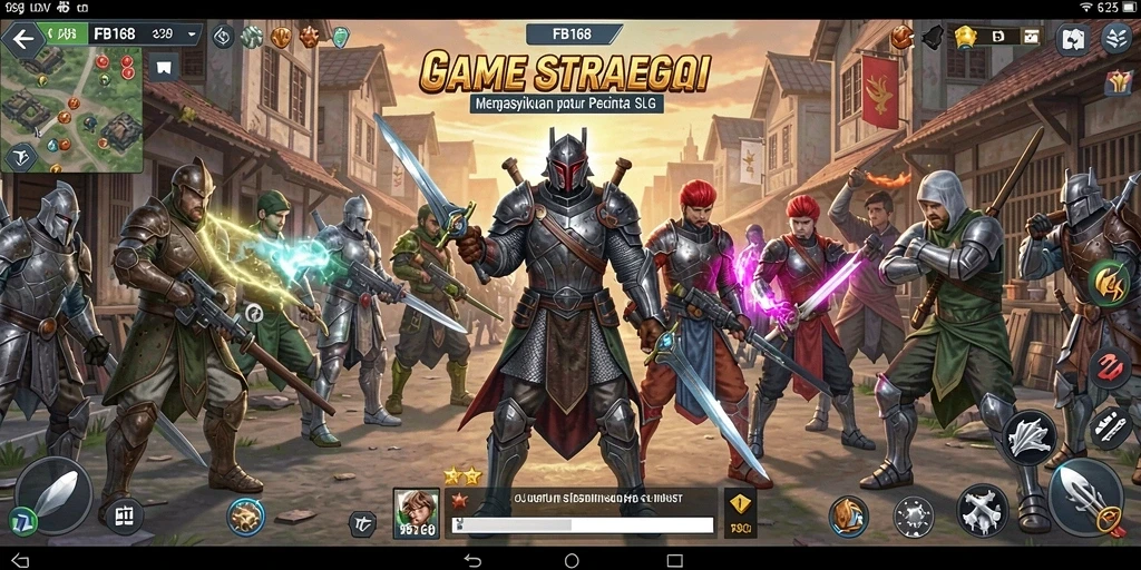 Screenshot utama FB168 menunjukkan aksi strategis dalam membangun kerajaan.