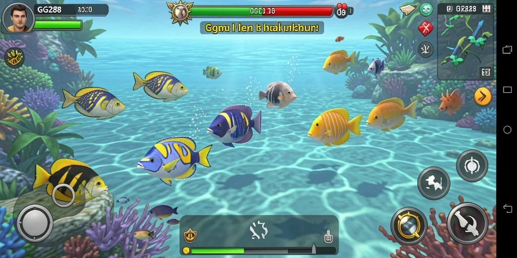 Tampilan gameplay GG288 dengan aksi menembak ikan yang seru.