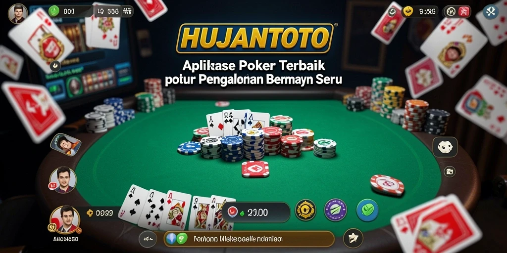 Screenshot utama HUJANTOTO menampilkan gameplay Poker yang seru dan menantang.