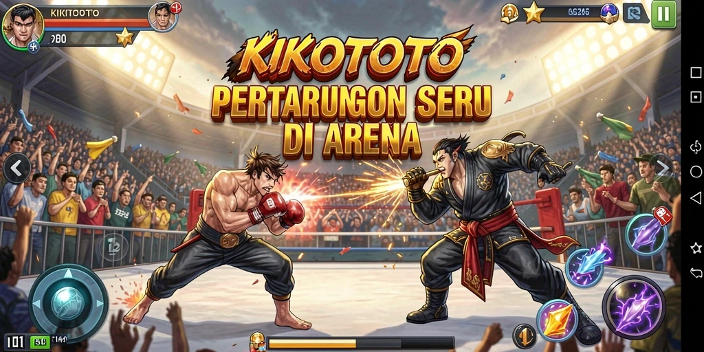 Screenshot menampilkan karakter dalam pertarungan seru di KIKOTOTO.