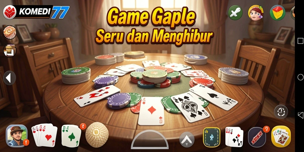 Screenshot gameplay <strong>KOMEDI77</strong> menunjukkan momen seru saat bermain Gaple.
