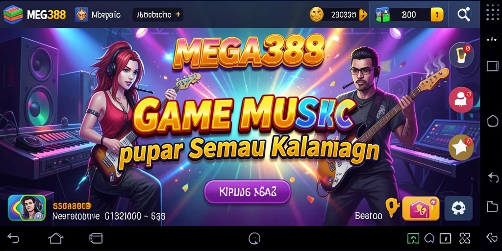 Tampilan gameplay MEGA388 yang penuh warna dan atraktif.
