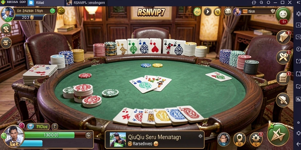 Screenshot gameplay RSNVIP7 yang menunjukkan keseruan bermain QiuQiu.
