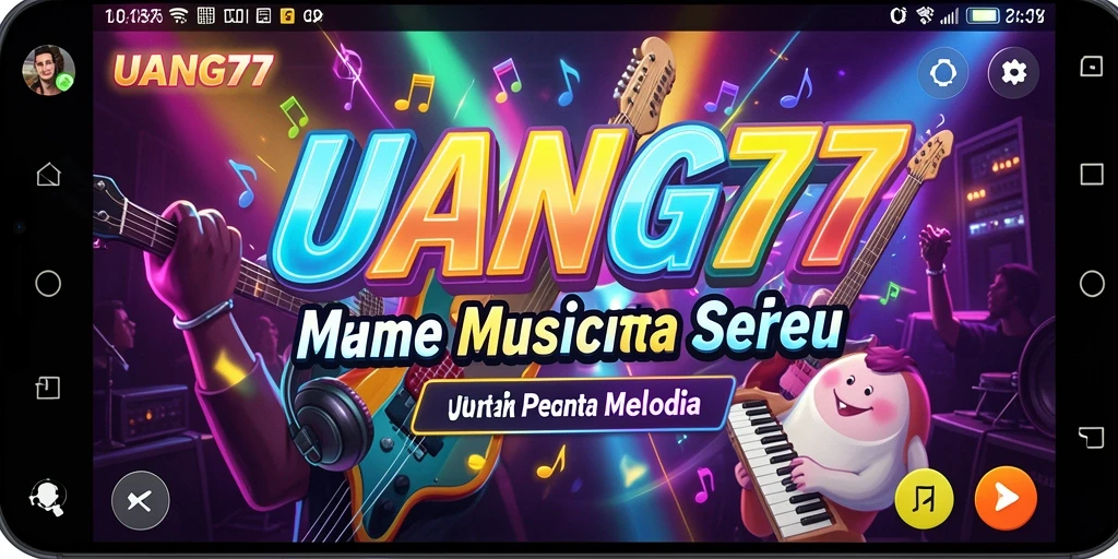 Screenshot UANG77 menampilkan gameplay seru dengan irama musik.
