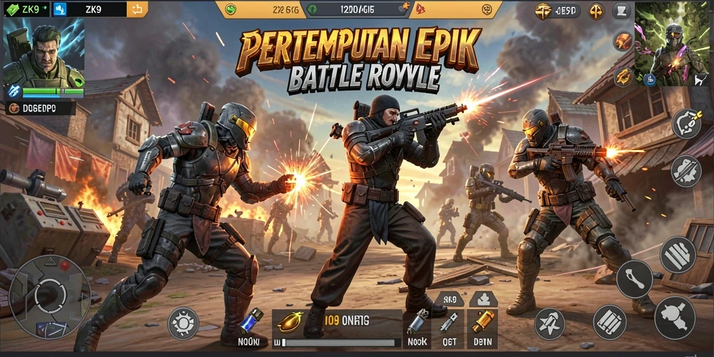 Gameplay seru di ZK9 dengan aksi Battle Royale intens.